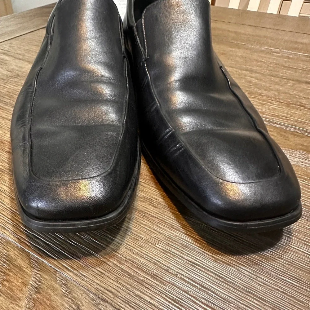 Calibrate Black Leather Slip On Loafers Dress Shoes Business Casual Mens Size 10